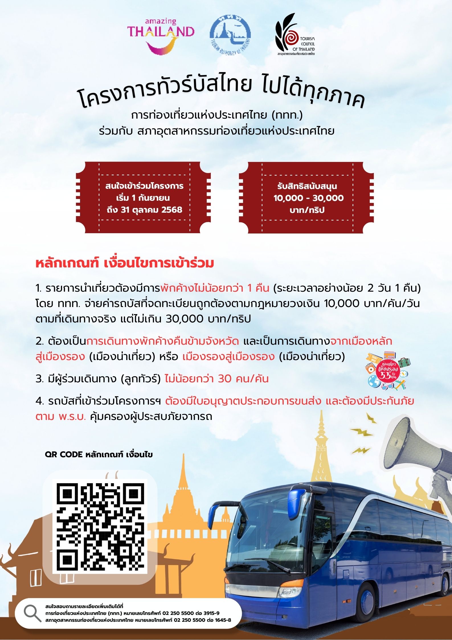 ททท. จับมือสภาอุตสาหกรรมท่องเที่ยวแห่งประเทศไทยจัดโครงการทัวร์บัสไทย ไปได้ทุกภาค กระตุ้นการเดินทางท่องเที่ยวภายในประเทศ