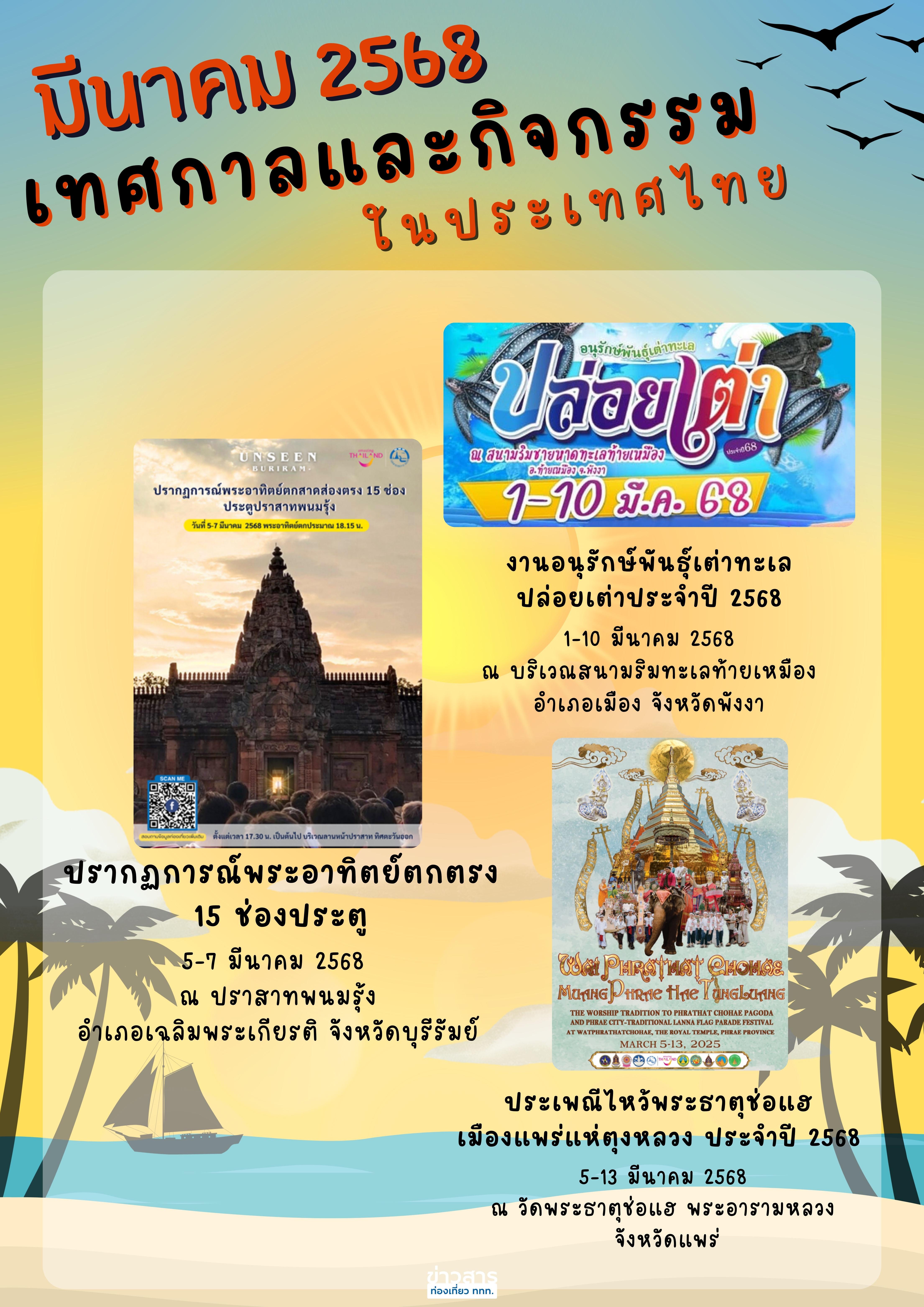ปฏิทินกิจกรรมท่องเที่ยวไทยเดือนมีนาคม 2568