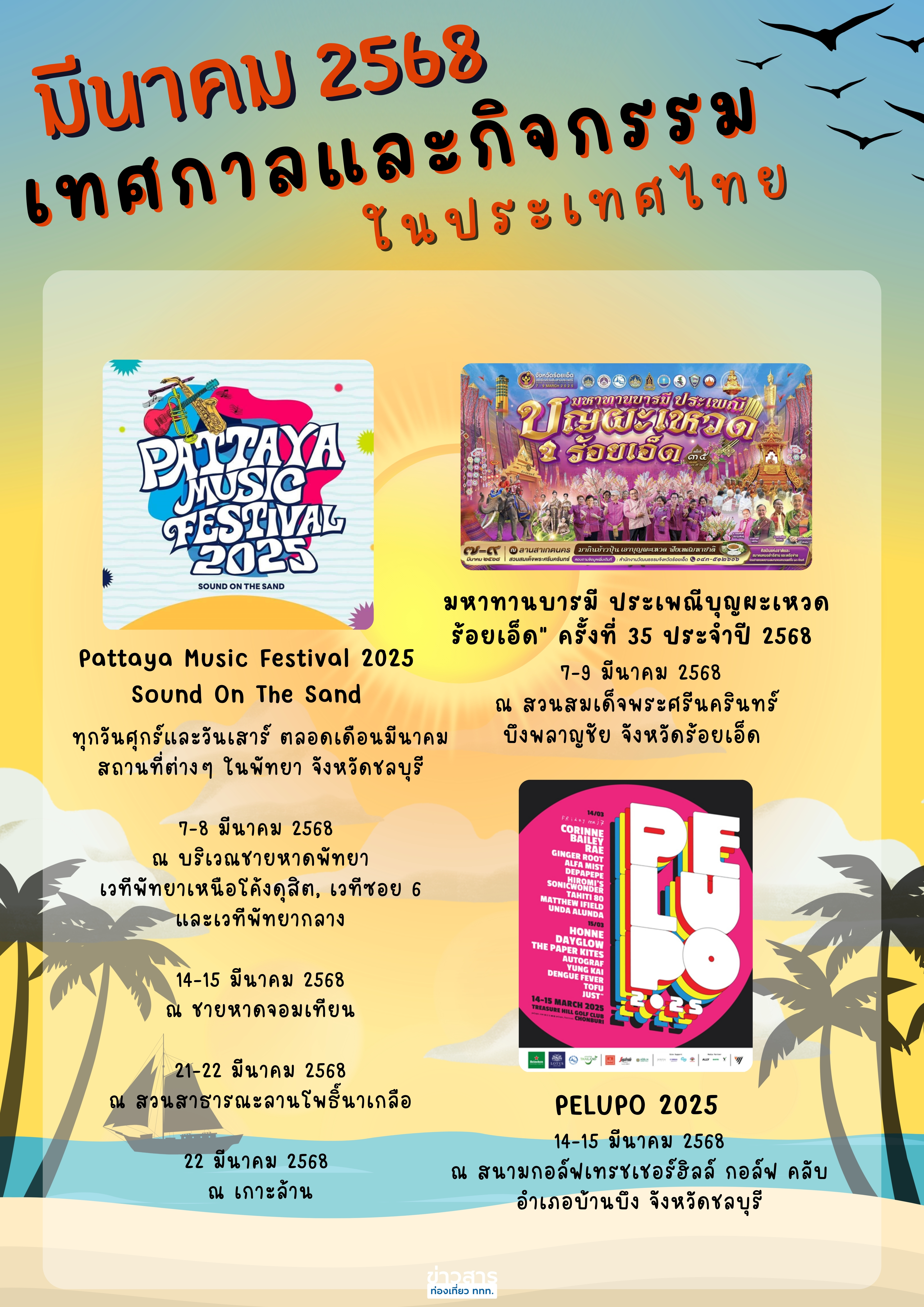 ปฏิทินกิจกรรมท่องเที่ยวไทยเดือนมีนาคม 2568