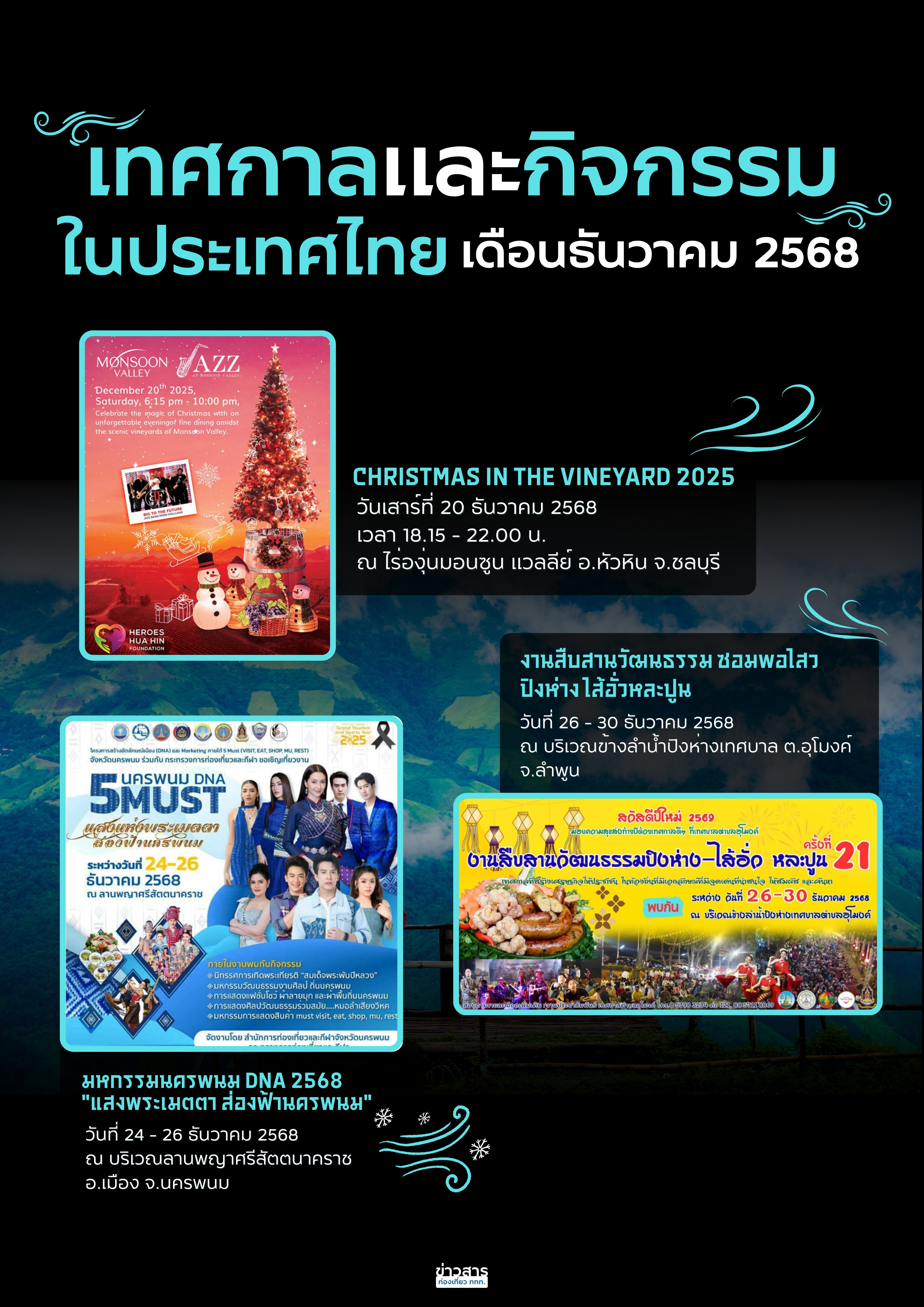 ปฏิทินกิจกรรมท่องเที่ยวไทยเดือนธันวาคม 2568